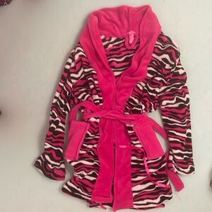 Hot Pink and Zebra Print Short Robe. S/M Mix and Co.